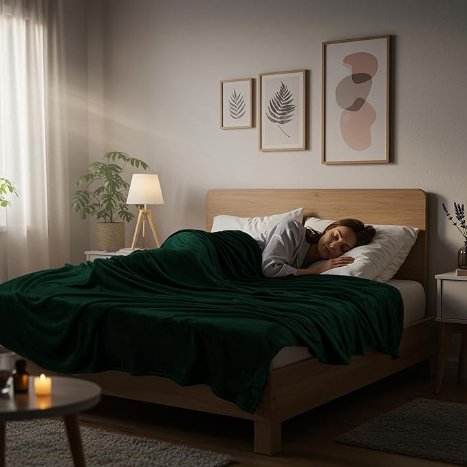 Utopia Bedding Fleece Blanket Queen Size Forest Green 300GSM Luxury Anti-Static Fuzzy Soft Microfiber Bed Blanket (90x90 Inch)