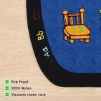 SAFECASTLE Chairs 16 Seats Kids Educational Area Rug – 6'6" x 8'4" – Colorful Numbered Seating Layout with Alphabet Border – Classroom Seating Kids Carpet for Preschool, Daycare & Kindergarten