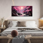Landscape Wall Art for Living Room Bedroom Office Pink Wall Art Moon Lake Mountain Pictures Modern Artwork Framed Wall Decor Canvas Prints 20x40 Inch