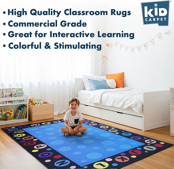 KIDCARPET.COM Alphabet Bubbles Classroom Rug 6' x 8'6" Rectangle, Educational Classroom Rug, Kids Learning Play Mat | Area Rug for Bedroom or Playroom