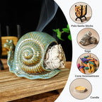 Blue Ceramic Snail Palo Santo Holder – Elegant Chiminea for Sage, Incense Cones, and Candles – Ideal for Meditation, Yoga, Altar & Home Decor – Easy to Clean for an Enhanced Zen Experience