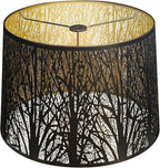 ALUCSET Extra Large Lampshade 14'' Top 16'' Bottom 11'' High Etched Metal Forest Design Metal Lamp Shade For Floor Lamps in Living Room, Bedroom, Decor, Spider Fitter, Antique Bronze and Gold Plated