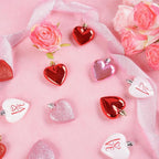 XmasExp Valentines Day Decor Heart Ornaments for Christmas Tree Decorations Set of 24 Pink Heart Shaped Bauble Perfect for Valentine's Day Wedding Anniversaries and Party Supplies