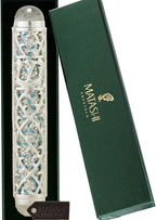 Matashi Hand Painted Enamel 7 inch Mezuzah Embellished w/Hebrew Shin and Crystals Home Door Wall Decor Home Décor Jewish Holiday Housewarming Present House Blessing Gift