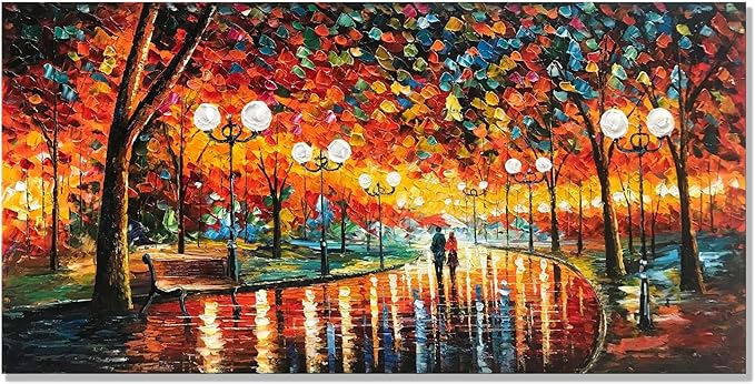 Alenoss Modern Oil Paintings on Canvas Large Wall Art 24x48 Inches Romantic Abstract Paintings Contemporary Art Colorful Artwork Wall Decor for Bathroom Living Room