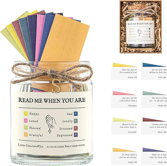 Bible Verse Jar for Christmas Gifts, Initial S Read Me When Prayer, Emotion and Feelings Scripture, Uplifting Jar Christian Gifts for Women, Scriptural Study Supplies Men Art Work for Family