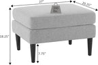Convenience Concepts Designs4Comfort Marlow Ottoman 27" - Mid-Century Modern Upholstered Footrest & Seat for Living Room, Bedroom, Hallway, or Entryway, Dark Charcoal Gray Fabric