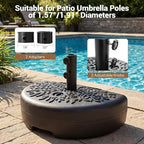 Tangkuls 55 LBS Half Round Umbrella Base, Water & Sand Fillable Heavy Duty Umbrella Weight for 1.57” & 1.91” Poles, Patio Umbrella Base for Deck Lawn Poolside, Textured (55, Pounds)