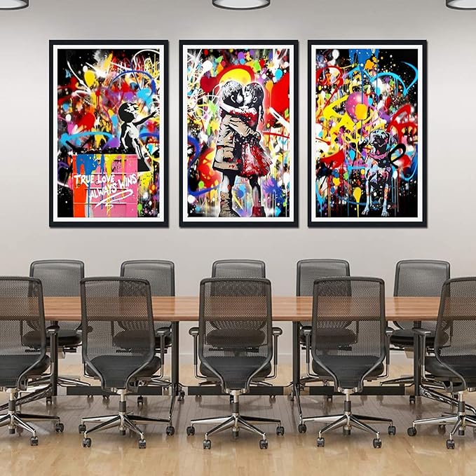 Novatique Graffiti Canvas Wall Art Street Canvas Wall Decor Colorful Pictures Prints Boy and Girl Paintings for Living Room Bedroom,24" x 36" x 3pcs