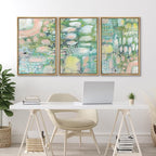 MUDECOR Framed Wall Art Print Set Vibrant Textured Abstract Multi-Colored Illustrations Modern Art Boho Decorative Colorful Chic for Living Room, Bedroom, Office - 16"x24"x3 Natural
