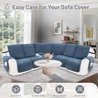 Recliner Sofa Covers 100% Waterproof Velvet L Shape Recliner Couch Covers for Dogs Pets Washable Anti Slip Recliner Slipcovers with Pockets (5 Seat Sofa with 1 Console, Dark Blue)