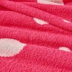 CozeCube Super Soft Fullfy Microfiber Reversible Knitted Blankets, Warm Cozy Fuzzy Plush Throw, Hot Pink and White Polka Dot Throw Blanket for Couch Bed Sofa, 60" x 80"
