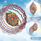 Mandala Blossom Wind Spinner - Metal Wind Spinners | 12inch 3D Kinetic Laser Cut Hanging Wind Sculpture & Wind Catcher | Outdoor Decor for Garden, Patio, Yard Art