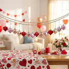 Iceyyyy 60Pcs Valentine's Day Heart Ornaments-Valentine's Mother's Day Heart Baubles Shaped Hanging Ornaments Decoration for Valentine Tree Wedding Anniversary Party