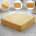 22 inches Floor Pillow for Adults - Large Meditation Cushion with Thick Foam & Soft Tufted Cover - Premium Outdoor Square Floor Cushion Seat - Yoga Pillows for Sitting On Floor - Yellow