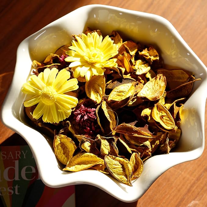Spring Potpourri Bags,Lemon Scented Potpourri Bowl Filler,Yellow Decorative Dried Flowers, Home Fragrance Sachet of Petal, Bathroom Vase Decor -Mini
