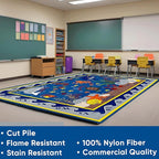 KIDCARPET.COM Fish in The Sea Rectangle Classroom Rug | Bordered Area Rug for Preschool Daycare Learning, 6' x 8'6"