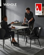 VASAGLE EKHO Collection - Dining Chairs Set of 2, Upholstered Kitchen Chairs, Comfortable Seat, Synthetic Leather with Stitching, Mid-Century Modern, Easy Assembly, Living Room Lounge, Ink Black