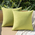 MIULEE Pack of 2 Decorative Outdoor Solid Waterproof Throw Pillow Covers Spring Faux Linen Garden Farmhouse Cushion Cases for Patio Tent Balcony Couch Sofa 12x12 Inch Moss Green