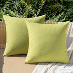 MIULEE Pack of 2 Decorative Outdoor Solid Waterproof Throw Pillow Covers Spring Faux Linen Garden Farmhouse Cushion Cases for Patio Tent Balcony Couch Sofa 12x12 Inch Moss Green