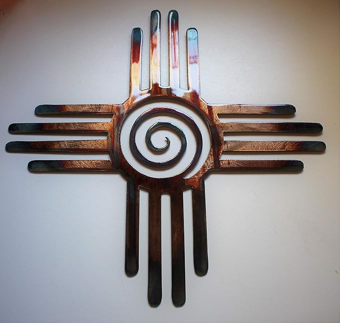 HGartworks Southwestern Zia with Spiral Swirl Center Metal Wall Art Décor 14" 18", 20", 24" 30" or 44" (20")