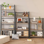 BHG Vintage Multifunctional Folding Bookshelf, No-Assembly Plant Stand Storage Rack Shelves for Home Office (Fire, 5-Tier)