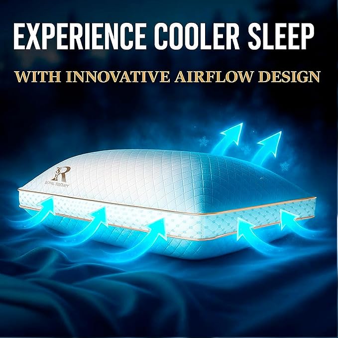 Royal Therapy King Memory Foam Pillow, Adjustable Shredded Odor-Free Pillow for Neck & Shoulder Pain Relief, Support for Back, Stomach, Side Sleepers, AirFlowPRO