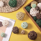 Patelai 72 Pcs Wicker Rattan Balls Decorative Balls for Vase Centerpiece Bowls Orbs Filler for Spring Summer Craft Home Decor, 4 Sizes(Grass Green, Matcha Green, Brown, Apricot, Beige)
