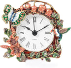 Mini Tabletop Clock, Decorative Vintage Floral Metal Table Clock with Battery Operated for Bedside, Table, Living Room, Home and Office