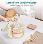 AOODA Oversized Clear Hat Storage Bag for Women, Holds up to 7 Caps Cowboy Hat Organizer for Closet, Wide Brims Hat Case with Carrying Handles (Yellow)