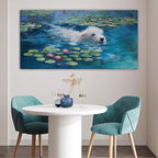 Dog Monet Wall Art with - Large Canvas Wall Art for Bedroom - Framed Landscape Pictures Decor - Classic Vintage Artwork for Living Room, Bedroom, or Office Paintings Wall Decor 24×48IN