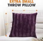 Cheer Collection Faux Fur Throw Pillows - Decorative Pillows for Couch, Bed Throw Pillows, Purple Accent Pillows for Bedroom or Living Room Aesthetic, Set of 2 Furry Throw Pillows, 16" x 16"