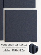 Bumusty Large Cork Board 48" x 36" Alternative - 12 Pack Felt Wall Tiles with 70 Safe Removable Adhesive Tabs, 30 Pushpins, Cork Boards for Walls Bulletin Board Office Decor (Deep Charcoal Blue)