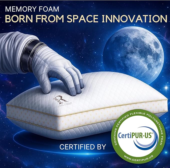 Royal Therapy King Memory Foam Pillow, Adjustable Shredded Odor-Free Pillow for Neck & Shoulder Pain Relief, Support for Back, Stomach, Side Sleepers, AirFlowPRO