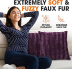 Cheer Collection Faux Fur Throw Pillows - Decorative Pillows for Couch, Bed Throw Pillows, Purple Accent Pillows for Bedroom or Living Room Aesthetic, Set of 2 Furry Throw Pillows, 16" x 16"