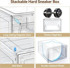 XX Large Clear Shoe Storage Box Organizer for Closet, 9 Pack Thicken Hard Plastic Stackable Shoe Sneaker Rack Display Case Container Bins Organizer, Easy Assembly, Clear