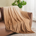 NEWCOSPLAY Super Soft Twin Blanket Ombre Brown Premium Silky Flannel Fleece Leaves Pattern Lightweight Bed Blanket All Season Use (Ombre Brown, Twin(60"x80"))