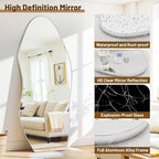 Antok Full Length Mirror, 68"x26" Floor Mirror with Stand, Standing Hanging Leaning Irregular Mirrors for Bedroom Living Room Entryway, Wavy Shaped, Silvery
