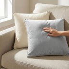 Mecatny Set of 4 Velvet Throw Pillow Covers 20x20, Soft Neutral Accent Decorative Couch Pillow Covers for Sofa Bedroom Living Room, Grey/Beige