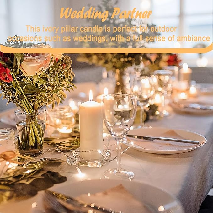 36 Pcs Ivory Pillar Candles Bulk Set，2x3 2x6 2x8 Inch - 12 Each Size，Hurricane Candles，Dripless Unscented Smokeless，Gives You a Better Atmosphere When Organizing Wedding or Event Party.
