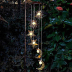 Tryme Solar Wind Chimes for Outside with Sun Moon Star Solar Hanging Lights Windchimes Outdoors Garden Decor Gifts for Mother, Grandma, Sister