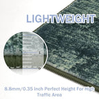 IOHOUZE Abstract Runner Rug 3x12 Ft Washable Runners for Hallways, Non Slip Kitchen Runner Printed Faux Wool Entryway Runner Indoor, Modern Abstract Floor Carpet for Hall Kitchen, Dark Green