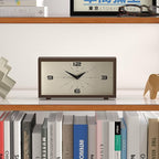 JONES CLOCKS® 'Odeon' Desk Clock | Modern Rectangular Design in Brown, Stylish Retro Look for Shelf, Table, Mantel or Bedside