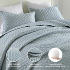 HORIMOTE HOME Quilt Queen Size Chambray Blue, Lightweight Quilts for Summer Ultra-Soft Microfiber Modern Style Quilted Clouds Pattern Bedspread Quit Set 3 Pieces(1 Quilt and 2 Pillow Shams)