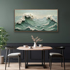 Sea Wave Abstract Green Wall Art For Living Room Artwork Canvas Art Wall Decor Painting Abstract Wall Decor Print Picture For Bedroom Office Hotel Home Wall Decoration 24 X 48 Inch With Framed