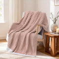 WRENSONGE Striped Throw Blanket, Pink Soft Cozy Fluffy Warm Hand Made Throw Blankets for Couch, Sofa, Chair, Bed, Camping, Picnic, Travel Lightweight Bed Blanket - 50"*60"
