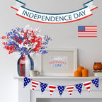 4th of July Red White and Blue Decorations Flowers 12 Bundle Artificial Babys Breath Fake Silk Patriotic Flowers for Independence Day Americana Home Decor Floral Indoor Arrangement Table Centerpieces