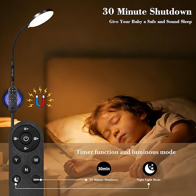 Floor Lamp for Indoor, 240 LEDs Eye Protection Lamp, Adjustable Height,Remote & Touch Control, Dimmable, Flexible Gooseneck with Stand, Reading Lamp for Living Room Bedroom Office, Black