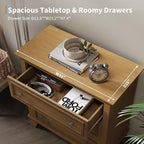 GarveeHome Brown 3 Drawer Dresser for Bedroom, Wide Chest of Drawers with Vintage Handle, Modern Wood Dresser Wide Nightstand Cabinet for Living Room
