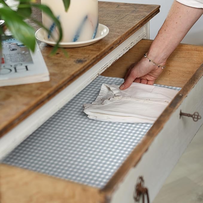 The Master Herbalist Fragrant Fresh Linen SCENTED DRAWER LINERS in a DUCK EGG BLUE GINGHAM Design | Pack of 5 Sheets | Contains Essential Oils | MADE IN THE UK.